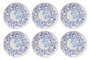 Hermia Set de 6 Platos de Servicio de Cerámica en Azul, Blanco y Aqua, 25.5 x 25.5 x 2.5 Pulgadas